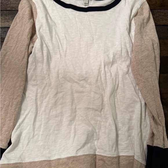 J. Crew Cream and Tan Crewneck - Picture 2 of 3